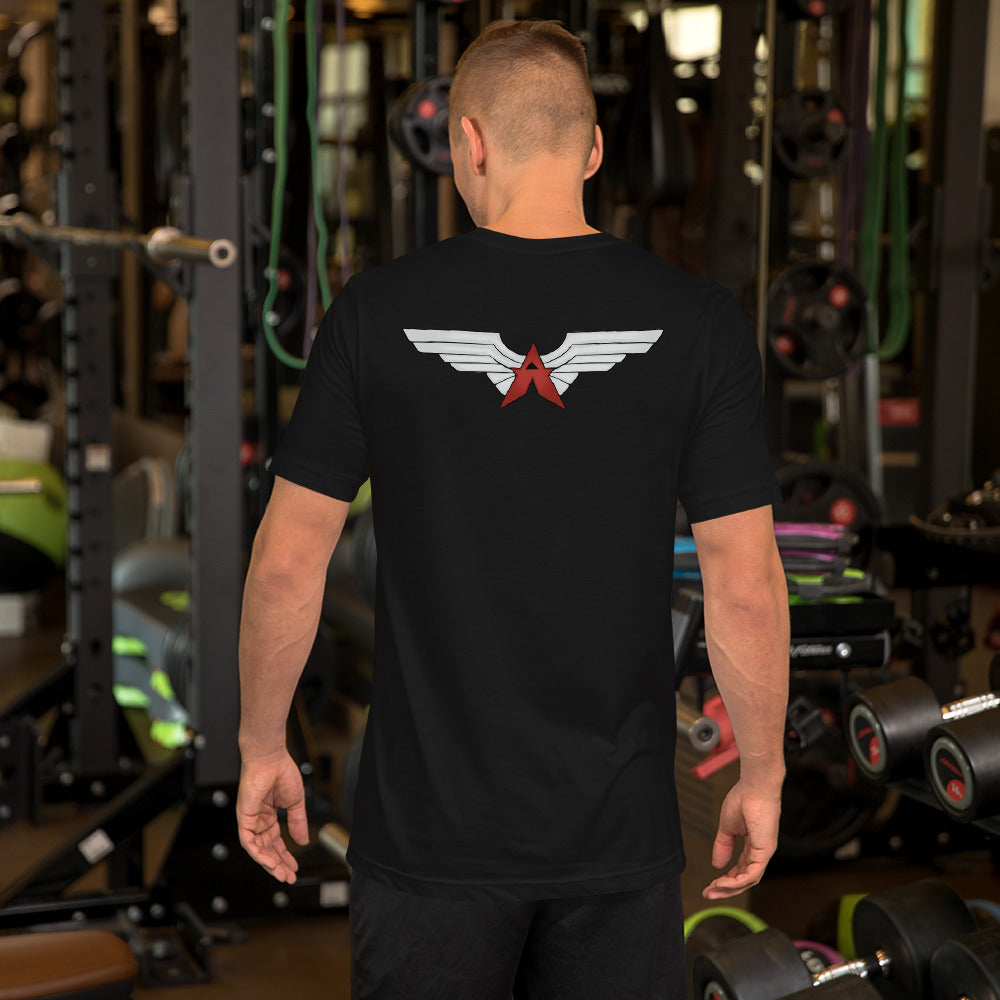 NAT the MERC in Action with the Wings back logo Unisex t-shirt